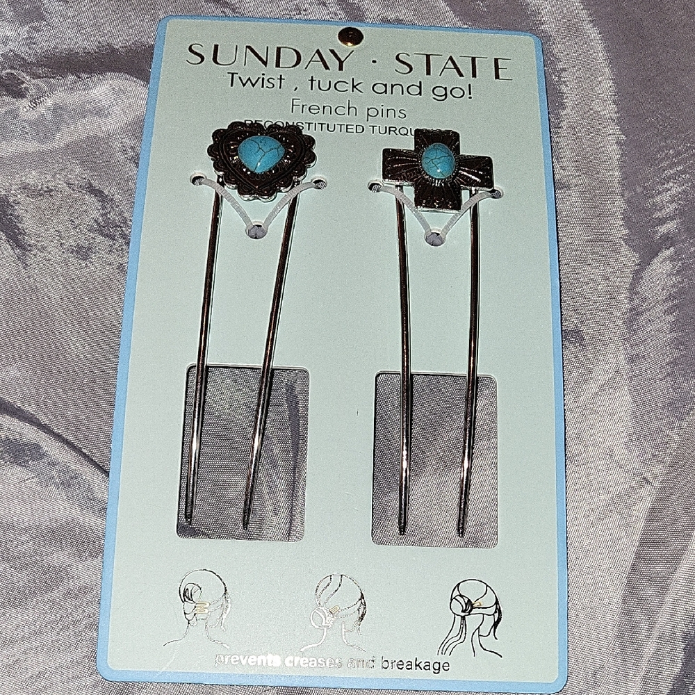 Sunday State French Pins with Turquoise Accents Brand News On Card Li M